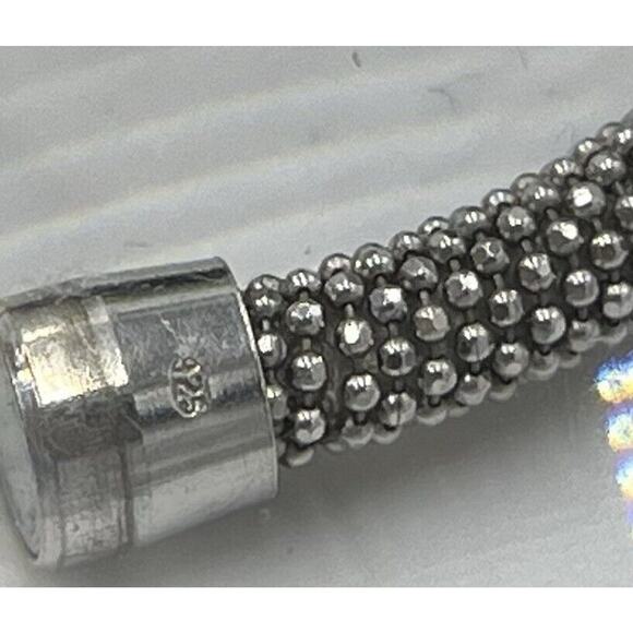 Sterling Silver 925 Diamond Cut Mesh Flexible Bangle Bracelet Magnetic Closure - Picture 7 of 16